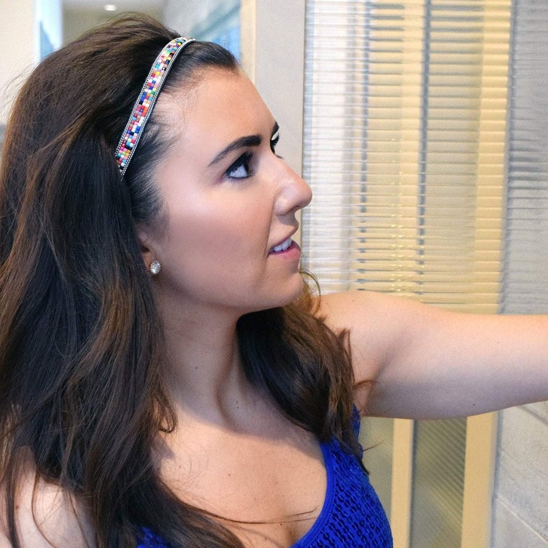 Sweaty Bands Womens Girls Headband - Non-Slip, Velvet-Lined Fashion Hairband - Bling It Glitzy Goddess 5/8-Inch - Image 3